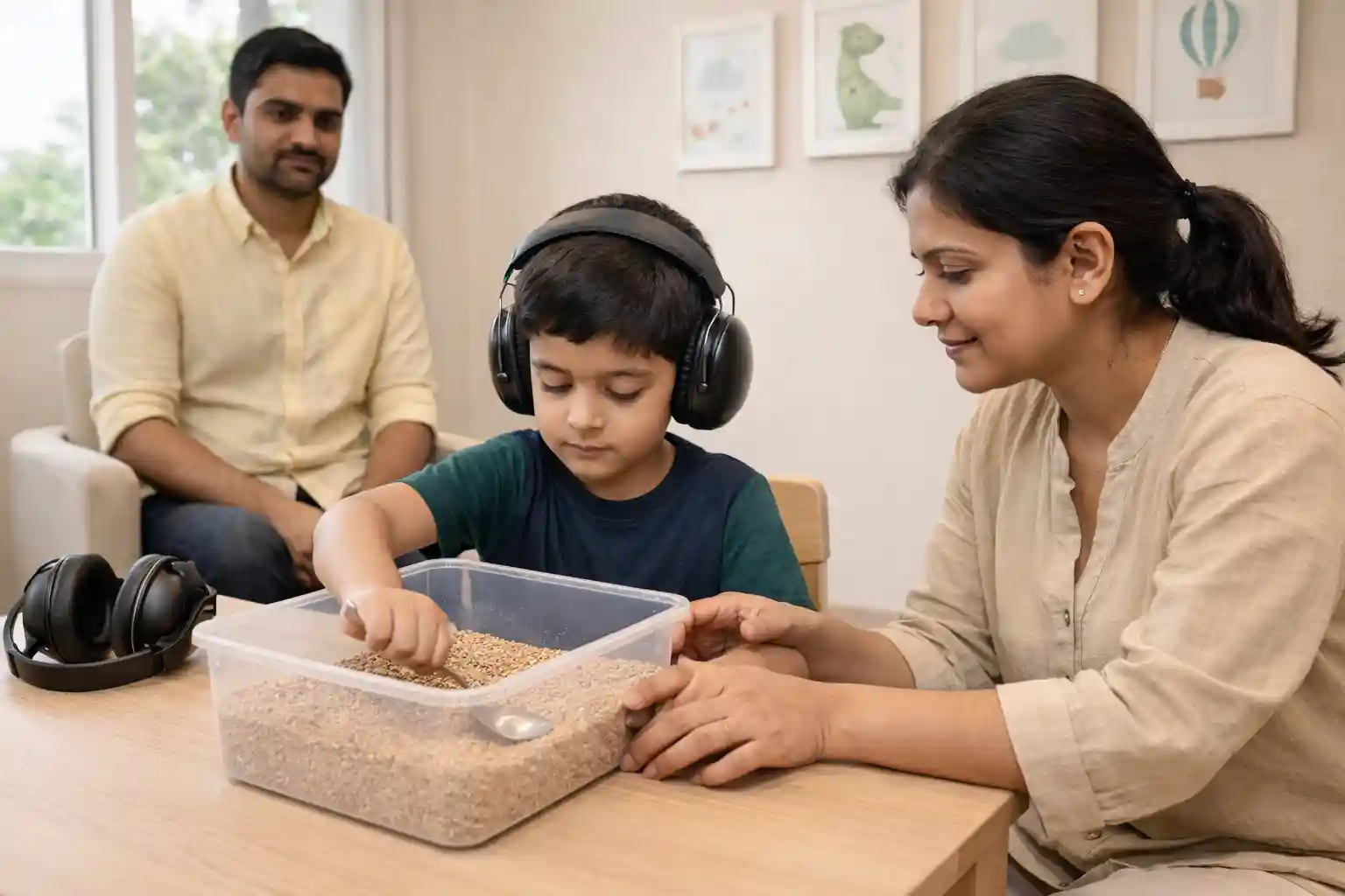 Sensory integration therapy in Bangalore clinic helping a child improve calm and self-regulation