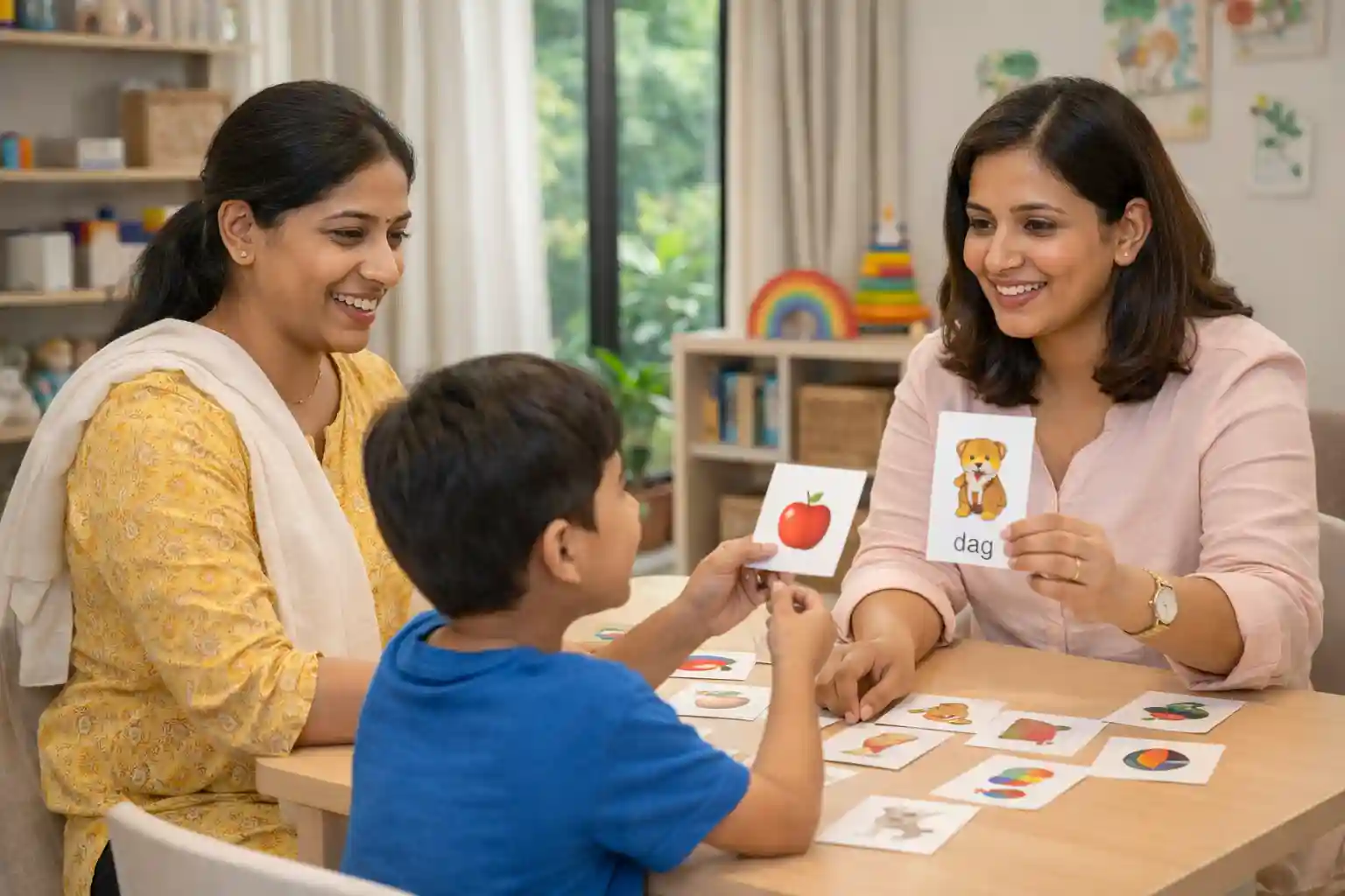 Parent coaching during child speech therapy in Bangalore clinic