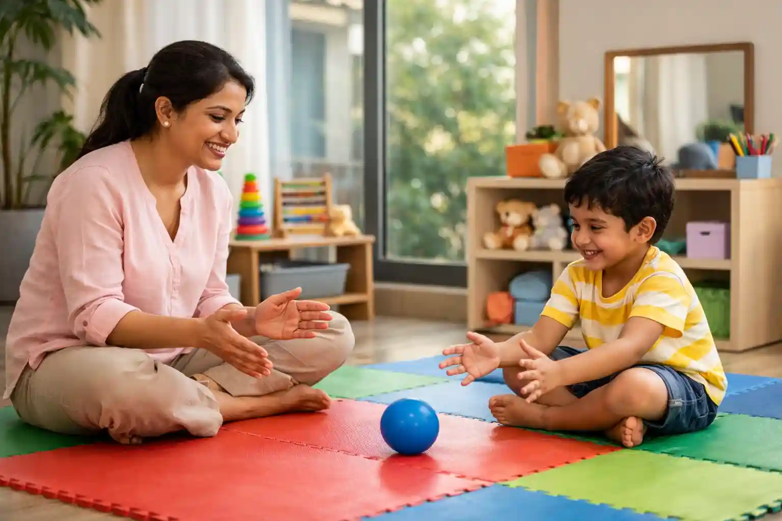 Play-based speech therapy activities for kids in a Bangalore clinic