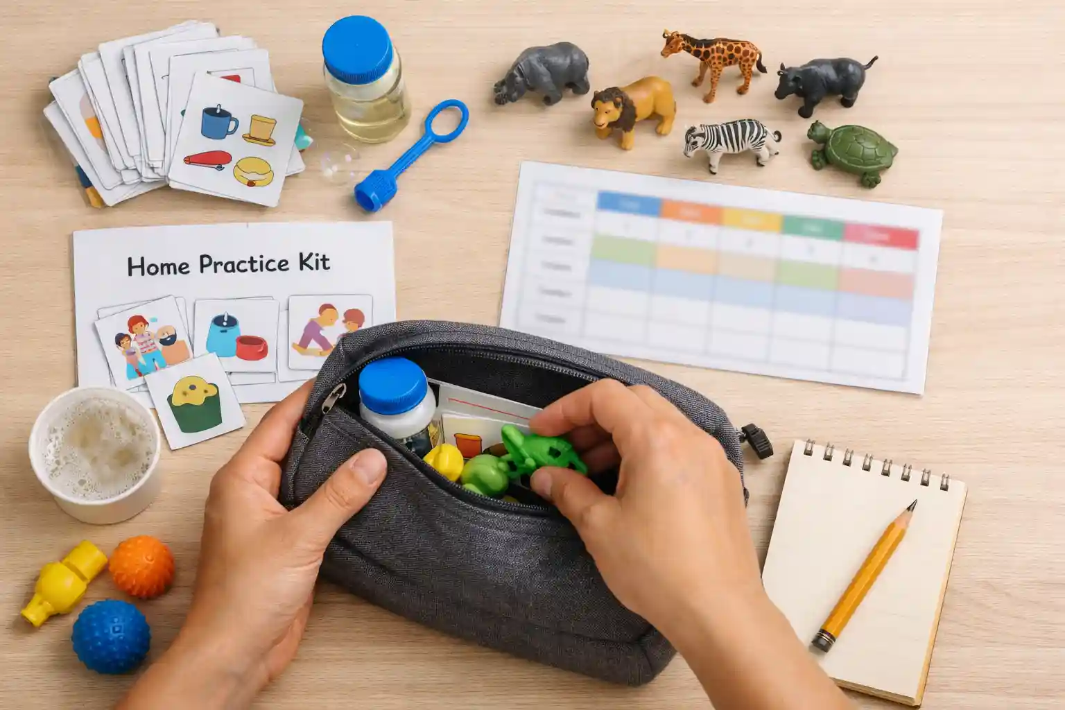 Speech therapy home practice kit provided by a Bangalore clinic
